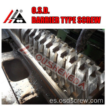 Barril / cilindro bimetálico de un solo tornillo SKD61 / 38CrMoAlA / SACM645 para película de PP / PE / HDPE / LDPE / LLDPE